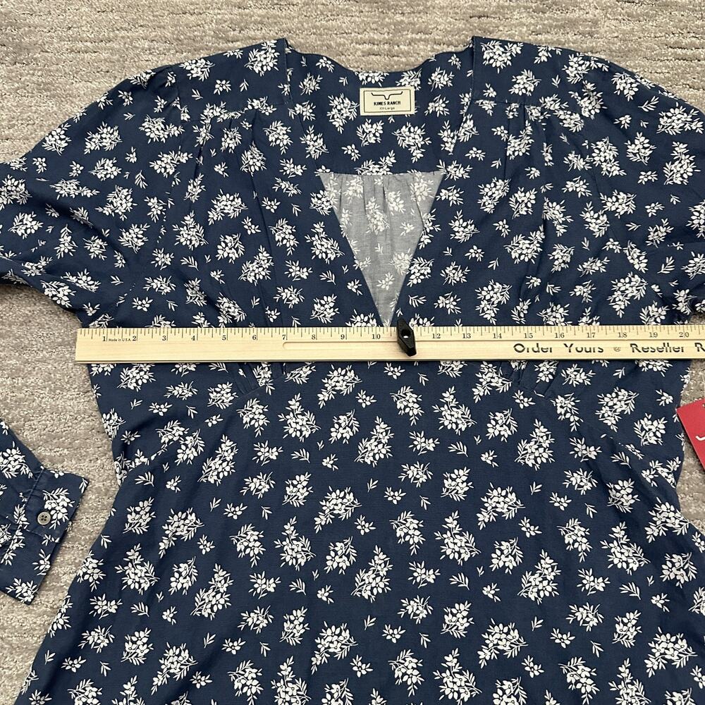 Kimes Ranch Dress Womens XXL Blue Georgina Floral V Neck Belted Western - Picture 8 of 16